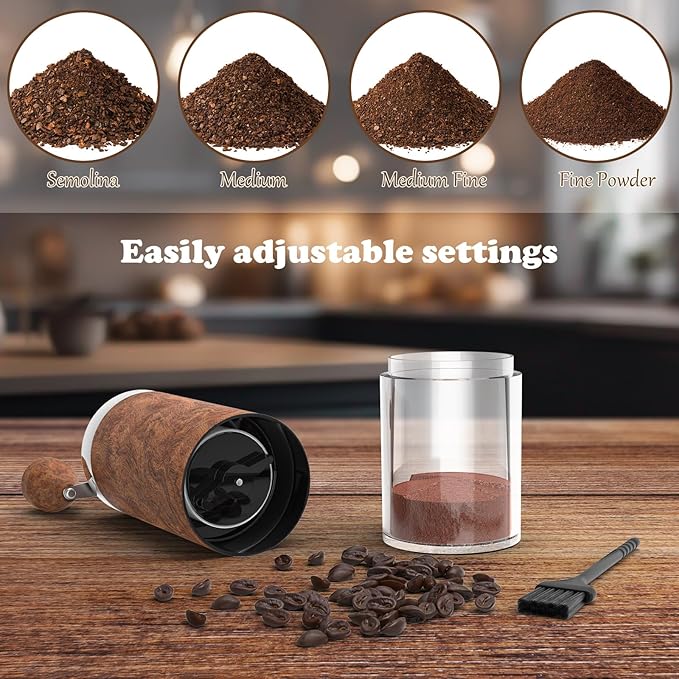 Manual Coffee Grinder, Stainless Steel Coffee Bean Grinder, Adjustable Burr Coffee Grinder, Foldable Handle Portable Coffee Grinders for Home Use, Office, Travel and Camping, for gift