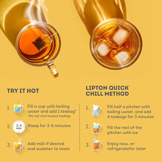 Lipton Yellow Label Finest Blend | Lipton Tea Bags | Black Tea | Unsweetened Instant Chai | 200 Grams (Pack of 4)