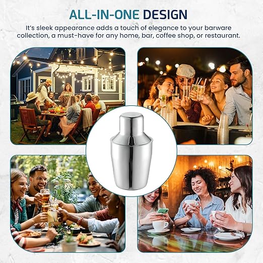 OCS Parts 3-Piece Stainless Steel Cocktail Shaker | 6-Ounce | Makes Perfect Mixed Drinks, Cocktails, and Coffees
