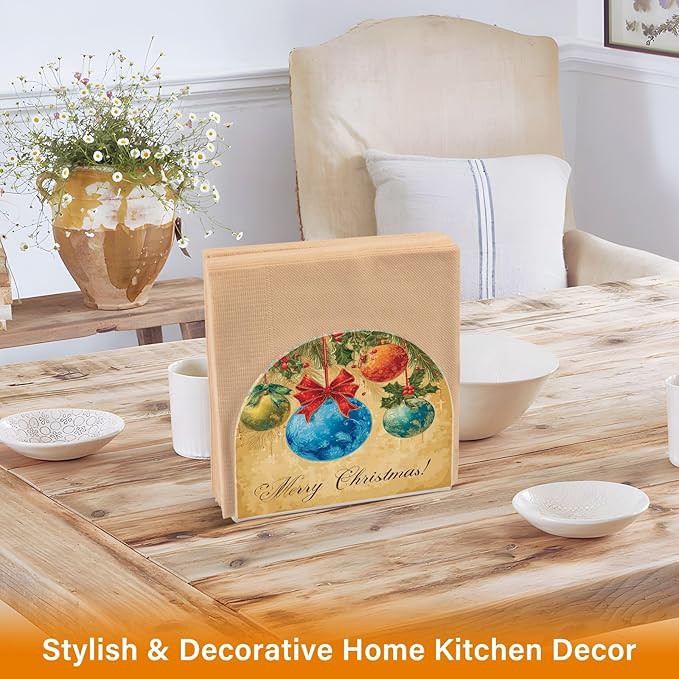 Retro Christmas Tree Napkin Holder for Table Paper Cocktail Napkin Holders for Kitchen Dinning Acrylic Dinner Napkin Dispenser for Dinner Home Decor Bar 2 Pack