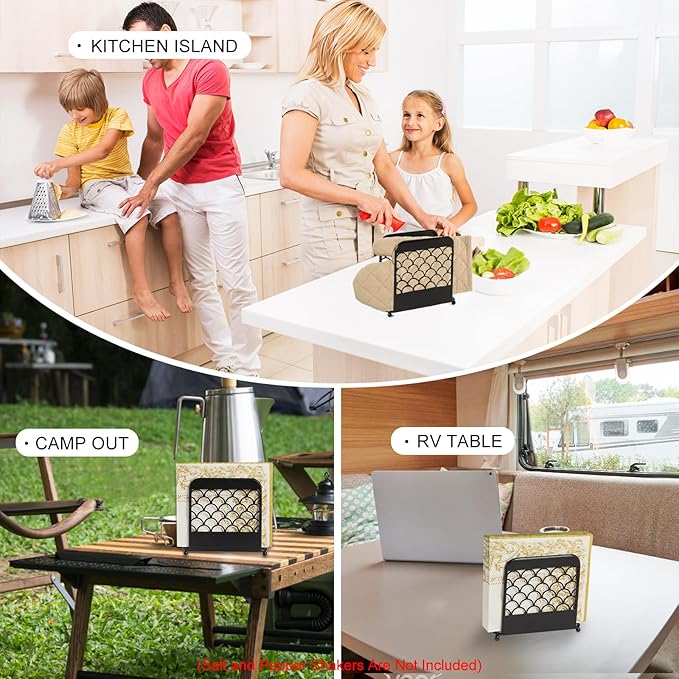 Napkin Holder for Table,MetalIron Modern Napkin Holder for Kitchen Dining Cocktail Napkin Holders for Paper Napkins Mail Bills Suitable for All Dining Room Decors Black
