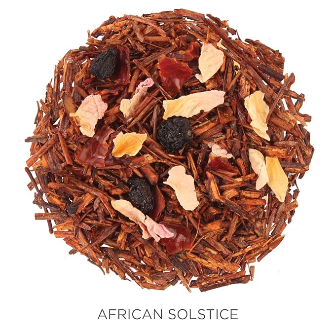 Tea Forte African Solstice Premium Loose Leaf Caffeine-Free Herbal Tea Blend Canister, Makes 35-50 Cups, Round Canister