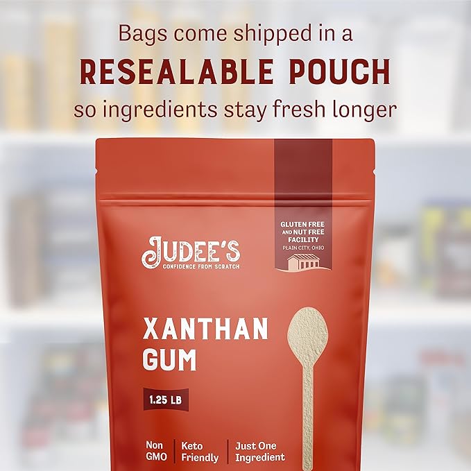 Judee's Gluten Free Xanthan Gum - Texture-Enhancing Bread Dough Thickener - Food Thickener for Soups & Sauces - Low-Carb Keto Baking & Syrups - 20 Ounce