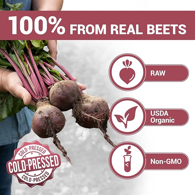 Dr. Berg Raw Organic Beet Powder from Real Earth-Grown Beets – USDA Certified Organic Beet Root Powder to Support Nitric Oxide Levels, Energy, Blood Flow, & Heart Health* – 30 Servings