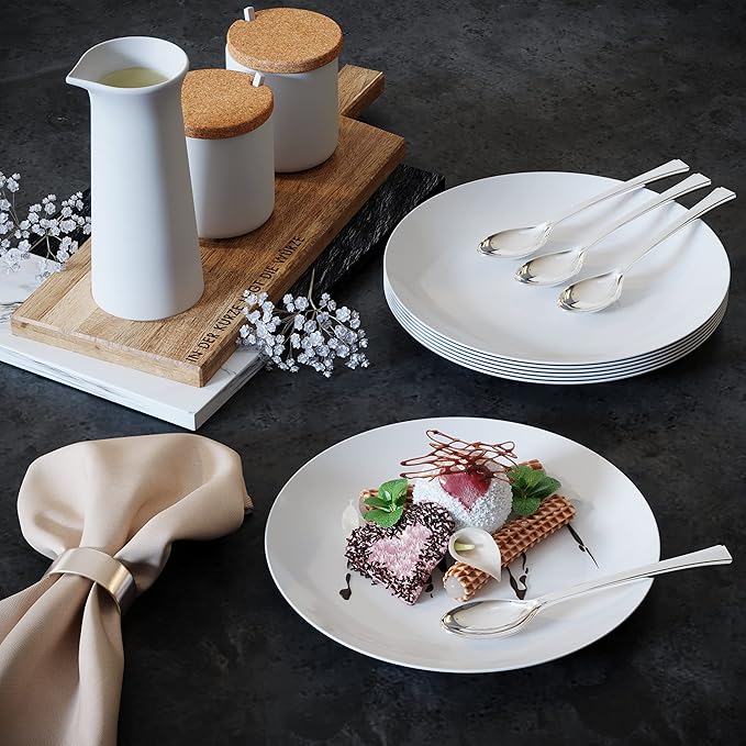 Mini Dessert Spoons - Bulk Pack of 200 Mini Silver Disposable Spoons - 4 Inch Plastic - Bpa Free - Food Safe