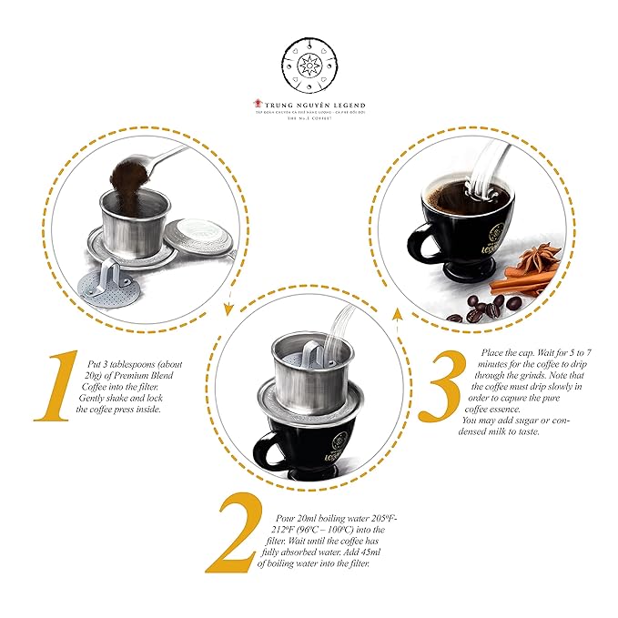 TRUNG NGUYEN LEGEND PREMIUM BLEND Premium Roasted Ground Coffee - Intense Flavor and Chocolate Fragrant by Robusta & Arabica Coffee Beans Blend - Full City Roast with Low Acidity (425g/Can)