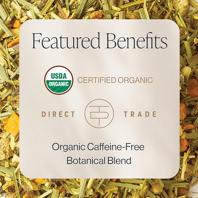 Rishi Tea Turmeric Ginger Herbal Tea - Organic Loose Leaf, Caffeine Free Blend with Spicy Ginger & Citrus, Hot or Iced - 16 Ounces (Pack of 1)