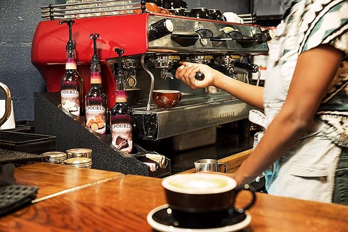 Upouria French Vanilla Coffee Syrup Flavoring, 100% Vegan, Gluten Free, Kosher, 750 mL Bottle - Coffee Syrup Pump Included