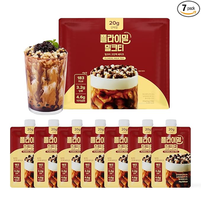 Milk Tea Protein Shake, With Crunchy Protein Balls, Protein Smoothie Powder - 20g Protein, Low Sugar, Keto-Friendly Meal Replacement Shake, 1.59oz, 7packs 7 Servings (7 Packs X 1.59 oz)