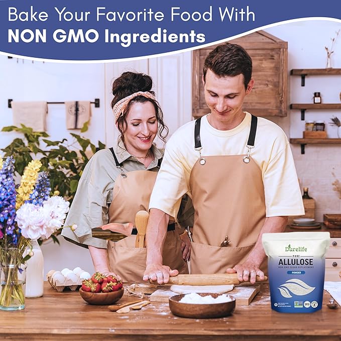 Durelife Allulose sweetener, 3 lb 100% Pure No Erythritol powdered Sugar Substitute, NON-GMO Project Verified, Keto Certified, OU kosher, No Fillers, Zero Calories sugar alternative 3 Lbs