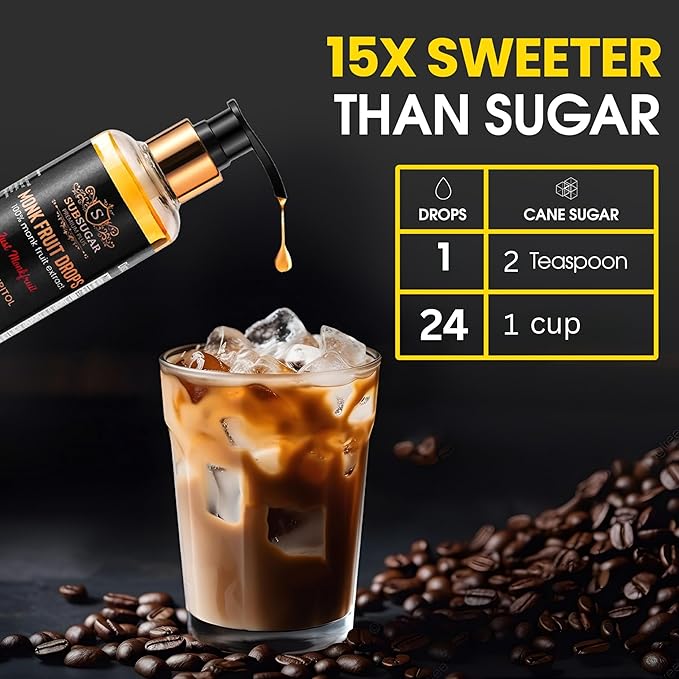 Subsugar Monk Fruit Sweetener No Erythritol, Monkfruit Liquid drops Volume: 250ml Weight: about 10 oz