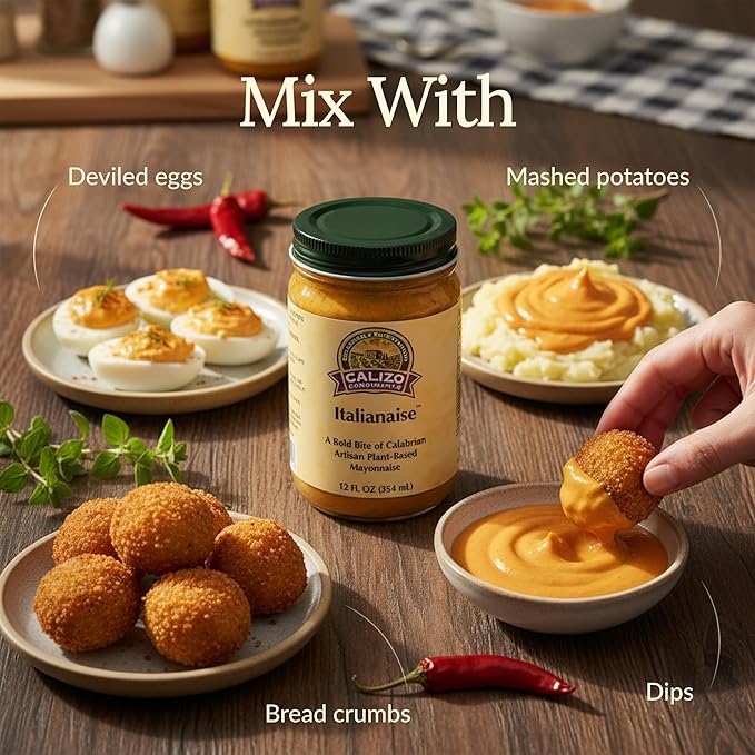 Calizo Condiments Italianaise, Mediterranean Calabrian Pepper & Herb Mayo Sauce, 12 oz, All-Natural, Gluten-Free, Non-GMO, Paleo, Keto