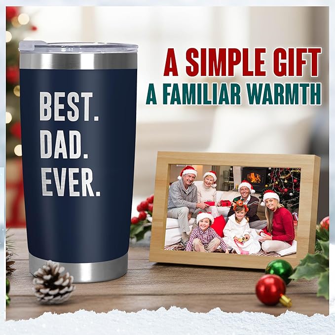 TEEZWONDER Gifts for Dad from Daughter Son - 20 oz Stainless Steel Insulated Coffee Tumbler with Lid - Birthday Gifts for Dad Who Wants Nothing, Mens Birthday Gift Ideas