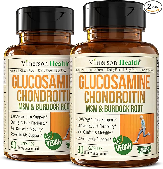 Glucosamine Chondroitin MSM – Joint Support Supplement for Women and Men with Glucosamine Sulfate 1500 mg, Chondroitin and MSM – for Cartilage, Joint Health and Flexibility – 2 Pack, Vegan