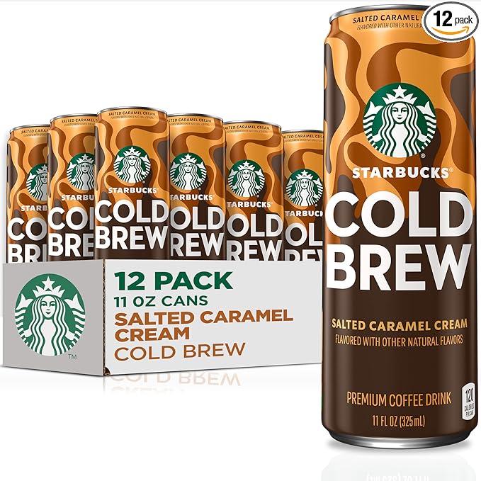 Starbucks Cold Brew Coffee, Salted Caramel Cream, 11 fl oz Cans (12 Pack), Premium Coffee Drink, Iced Coffee