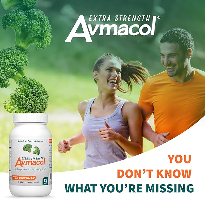 Nutramax Laboratories Avmacol Extra Strength #1 Researched Sulforaphane-Producing Brand for Detoxification with Glucoraphanin and Active Myrosinase, Immune Health, Adults & Children, 75 Tablets