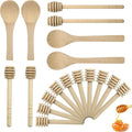 18 Pack Wooden Honey Sticks Dipper Set, Wooden Honey Dipper Sticks Mini Honey Spoon, Honey Mixing Stirrer Comb Stick for Honey Jar Dispense Drizzle Honey Wedding Party