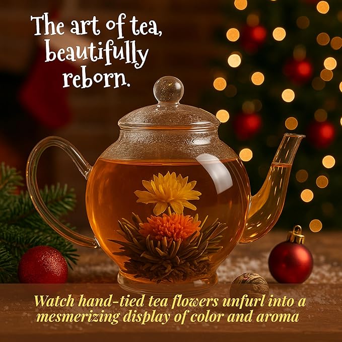 Blooming Tea & Edible Flower Infusions, Green Tea, 24 Unique Flavors Gift Set for Everyone – Natural, Floral & Aromatic Teas in Extra Large Premium Gift Box