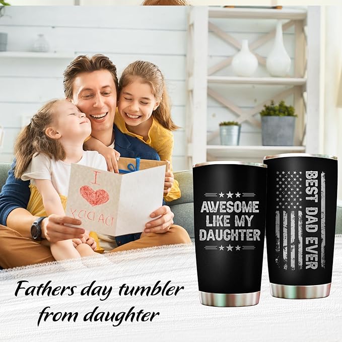 Dad Tumbler Awesome Like My Daughter Cup Father Gifts from Daughter - Best Dad Ever Tumblers - Christmas Best Gifts for Dad Mugs from Daughters Best Father Ever Gift - Stainless Steel Tumbler 20oz