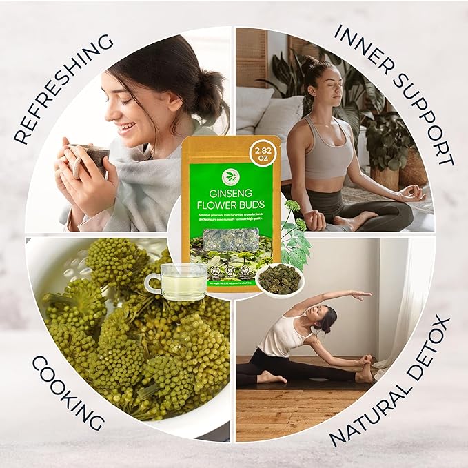 Panax Notoginseng Flower Buds - 2.82 oz, Pure Dried Sanchi Flowers, Herbal Tea for Relaxation & Wellness, Support Immunity, Rebrewable, Ideal for Drinking, Cooking & Potpourri