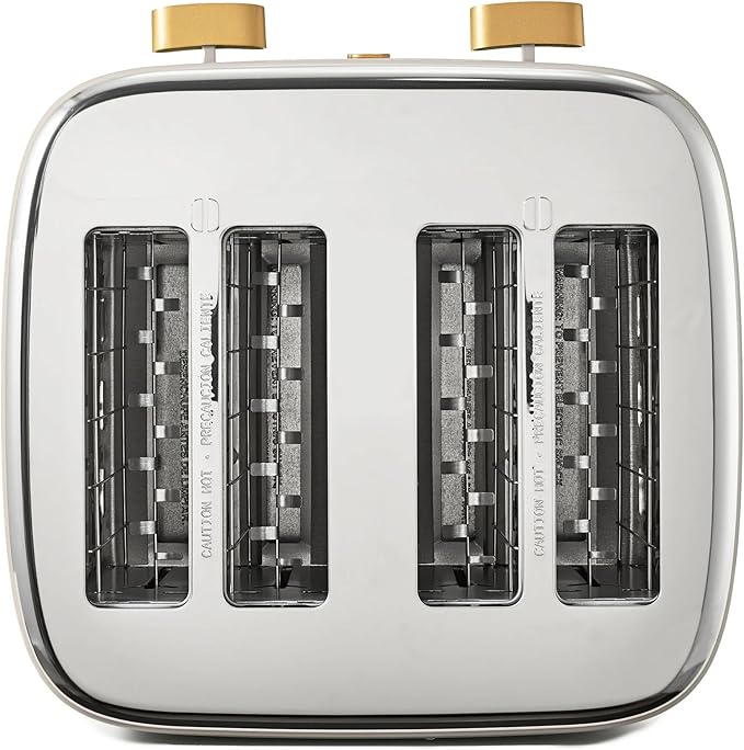 Beautiful 4 Slices Toaster with Touch-Activated Digital Display, Extra Wide Self-Adjusting Slots, Adjustable Shade Control, by Drew Barrymore (Porcini)