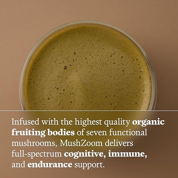 Ultra Life Sport - Mush Zoom - Energizing Coconut Matcha Focus & Vitality Blend - 30 Servings, Organic Mushroom Powder Drink - 7 Mushrooms Supplement Complex - Coconut Matcha Flavor, 100% Vegan