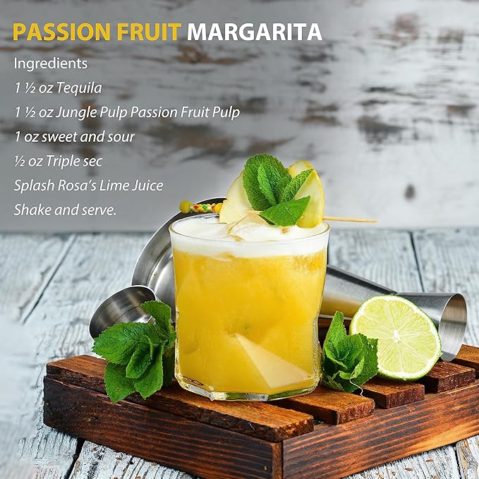 Jungle Pulp Passion Fruit Puree Costa Rica Blend, Topping, Flavoring, Better Than Syrup, For Cocktails, Pastries, Smoothies and Cooking 33.8oz/1 Liter.