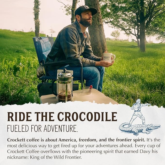Crockett Decaf Ground Coffee – Bold Decaf Ground Coffee with Rich Flavor, Smooth Body & No Bitterness – Perfect for Classic Coffee Drinks, Caffeine-Free Energy & Guilt-Free Brewing