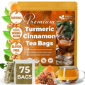 FreshDrinkUS, Premium 75 Turmeric Cinnamon Tea Bags, 100% Natural, Blend of Turmeric, and Cinnamon. Made with Natural Material Tea Bags. No Sugar. No Caffeine. Vegan.