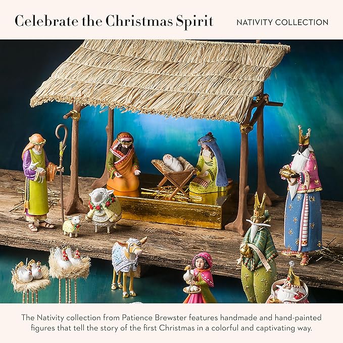 MACKENZIE-CHILDS Patience Brewster Nativity Figurine, Christmas Nativity Home Decor, Palm Tree