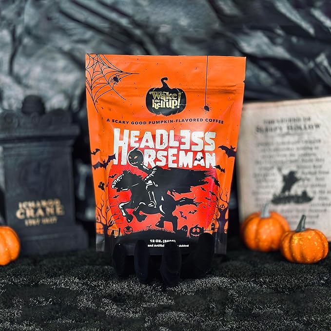 Wake The Hell Up! 12oz Ultra-Caffeinated Pumpkin Spice Ground Coffee, Low Acid, Medium-Dark Roast