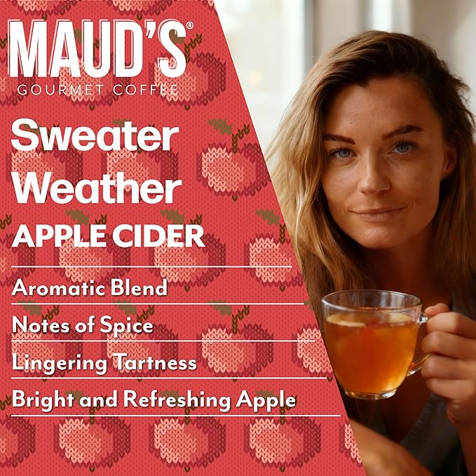 Maud's Hot Apple Cider Pods, 24 ct, Recyclable Single Serve Pods – Spiced Apple Cider Flavored Pod, Compatible with Keurig K Cups Maker