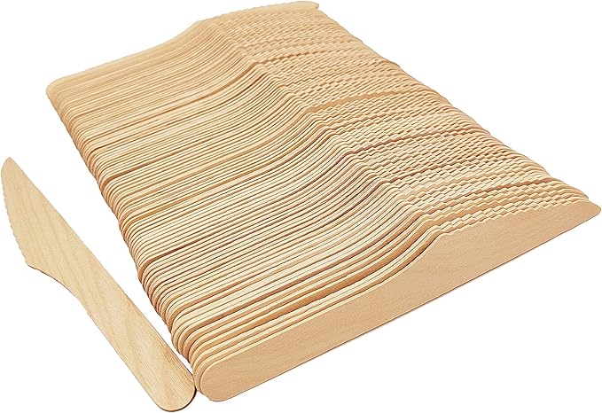 200 Pack Disposable Wooden Knives (6.5") - Heavy Duty Birch Cutlery for Charcuterie Boards & Holiday Parties - Sturdy Birch Utensils for Spreading Cheese, Jam & Butter