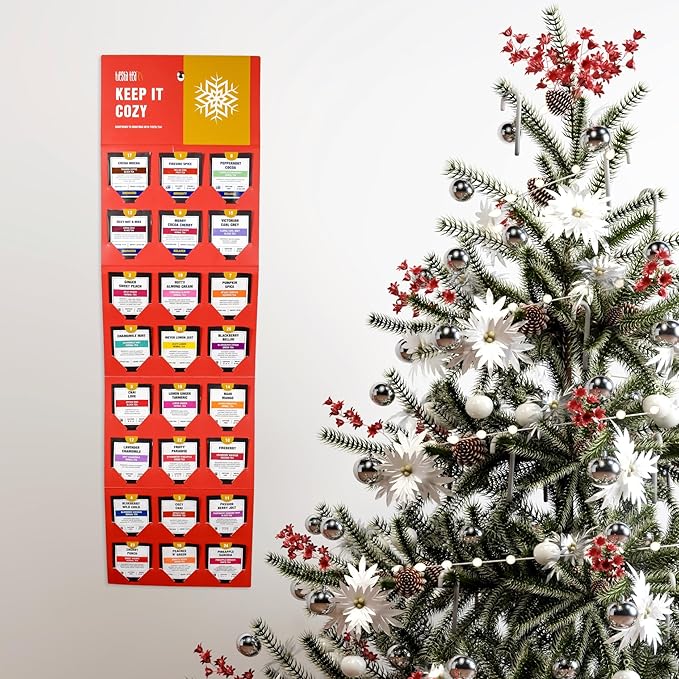 Tiesta Tea - 2025 Holiday Tea Advent Calendar, 24 Days of Premium Loose Leaf Blends Christmas Countdown, Brew Hot or Iced, Limited Edition Gift Set with 24 Sample Pouches