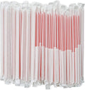 DuraHome Long Plastic Straws Individually Wrapped 10.25" BPA Free 1000 Pack Striped White & Red Drinking Straw, Restaurant Style Disposable Straight Straws 0.24" Wide for Diner, Coffee House or Home