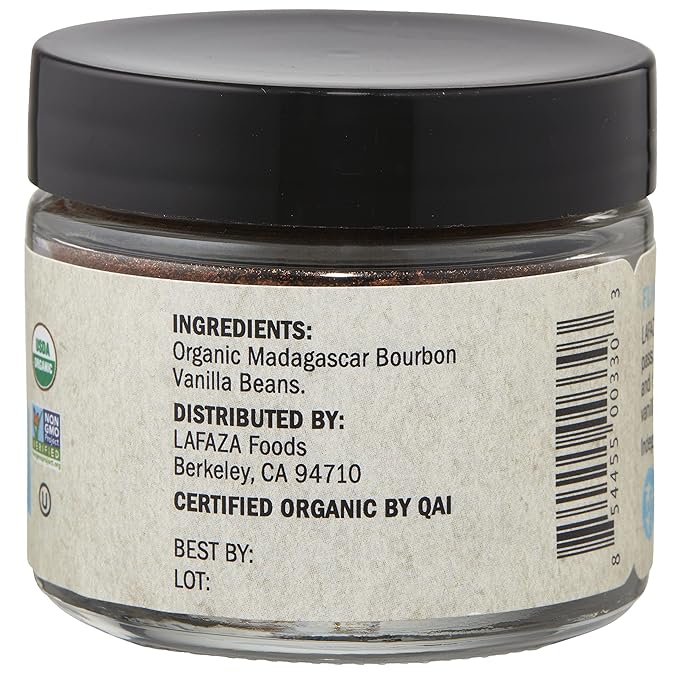 Lafaza Organic Madagascar Bourbon Pure Ground Vanilla Bean Powder, 1oz
