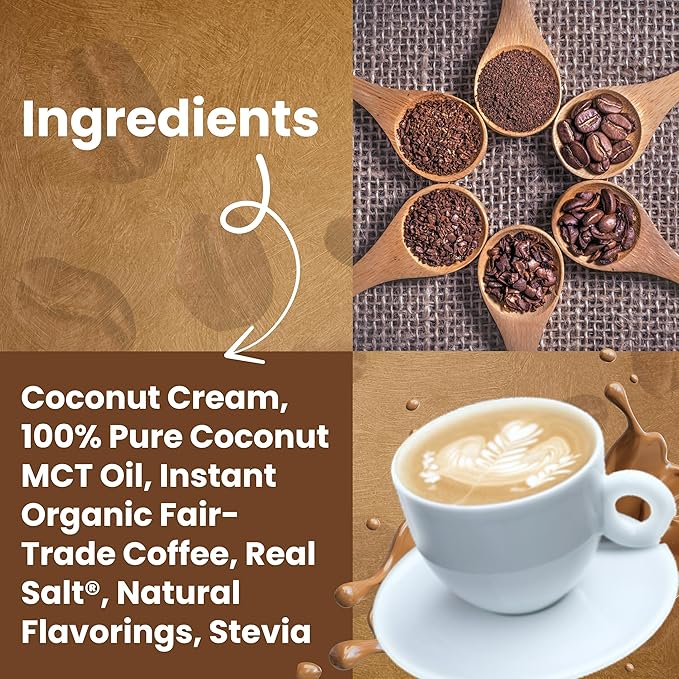Keto Cappuccino - French Vanilla Coconut Cream - Keto Instant Coffee Mix with MCT Oil - Low Carb/High Fat, Organic Coffee Supports Ketosis - Energy - No Sugar - Made in USA – 28 Servings