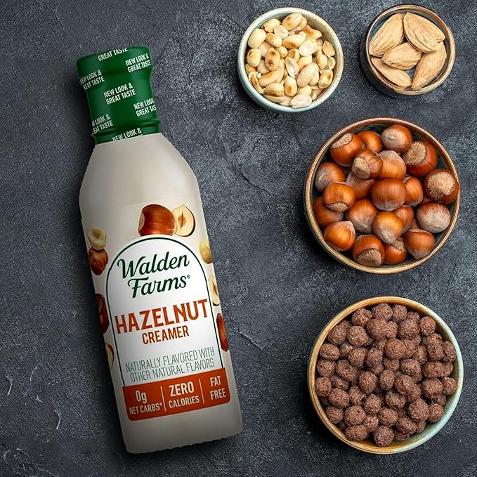 Walden Farms Hazelnut Coffee Creamer – Zero Calorie, Sugar Free, Keto & Fat Free Non-Dairy Creamer for Coffee & Lattes – 12 oz Bottle