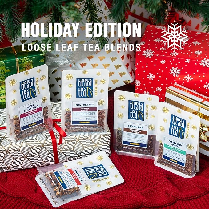 Tiesta Tea - Santa's Bag Tea Gift Set, High to Non-Caffeinated Assorted Blends, 5 Individual Resealable Pouches for Hot & Iced Brews Variety Pack, Black, Rooibos, and Herbal