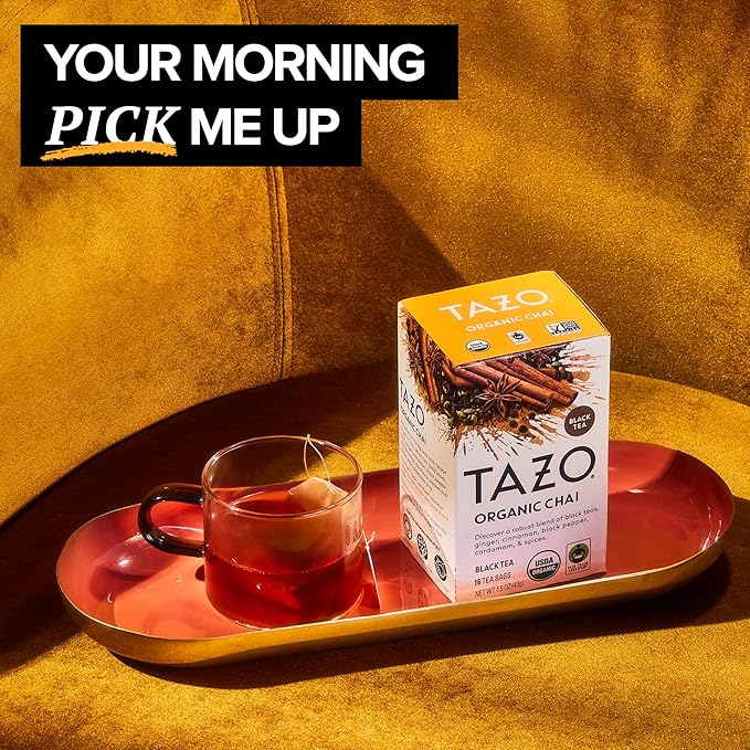 TAZO Tea Bags, Regenerative: Chai Organic Black Tea, & Organic Earl Grey 16CT (2ea) (Variety Pack)