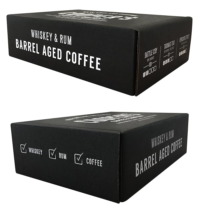 Wine Barrel Aged Coffee Gift Box Set, Sampler Roasted Coffee Costa Rica, Kenya, & Rwanda Beans Aged In Cabernet Sauvignon, Chardonnay, & Pinot Noir Wine Barrels, Medium Roast Whole Bean, 4 oz Bags, 12 oz Total