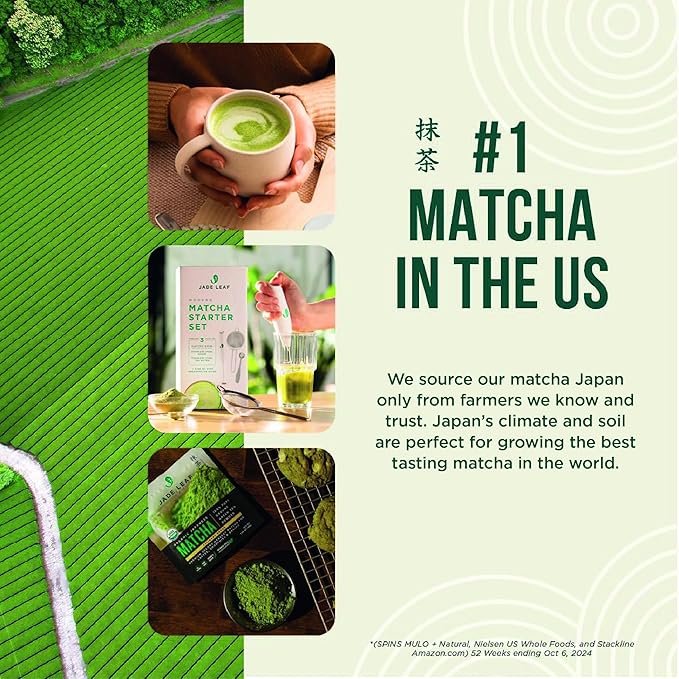 Jade Leaf Matcha Organic Premium Ceremonial Grade Matcha Green Tea Powder - Japanese - Culinary, Ingredient, Ceremonial Barista Teahouse, Latte, Collagen, 8.8 Ounce (Pack of 1), Culinary