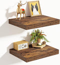 Vivelove 10 Inch Deep Floating Shelves 10 inch Long, 10 x 10 Wide Wall Shelves with Invisible Brackets, for Bedroom Bathroom Living Room Kitchen Office, Farmhouse Home Decor, Set of 2, Rustic Brown