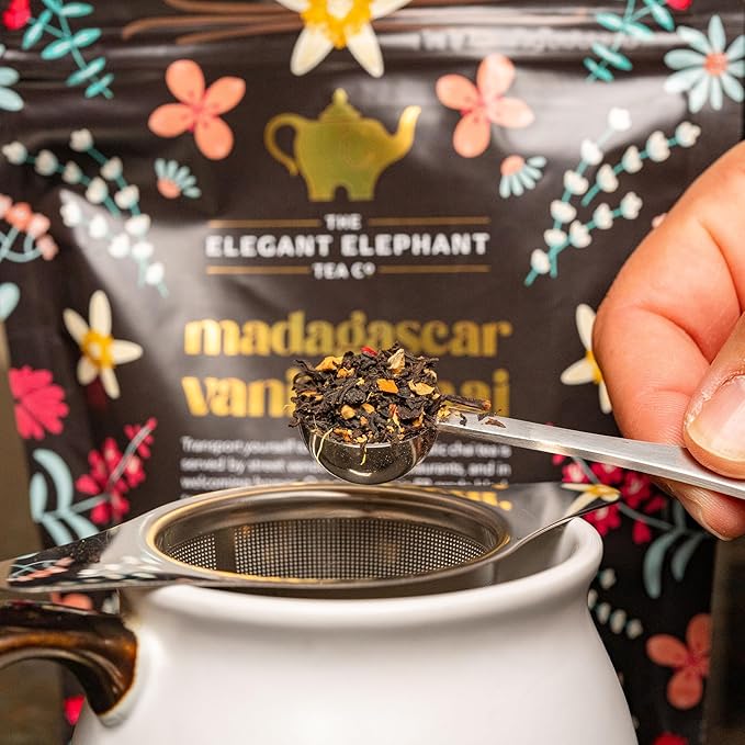 Perfect Scoop Loose Leaf Tea Spoon−18/8 Stainless Steel, Rust-Resistant−Premium Measuring Scoop for Loose Tea, Matcha, Infuser, Brew Basket & Steeper−The Elegant Elephant