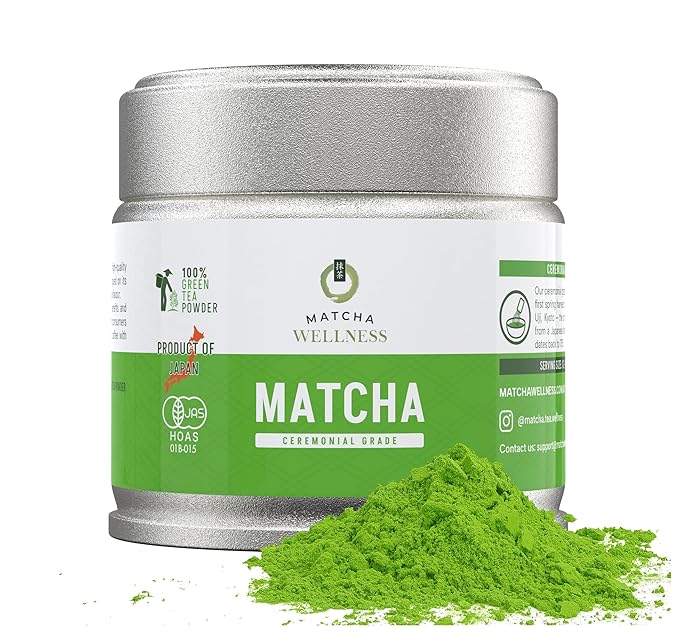 Matcha Wellness Ceremonial Grade Matcha Powder – Organic First Harvest Japanese Green Tea from Kyoto – 1.4oz – No Sugar, No Additives, No Gluten
