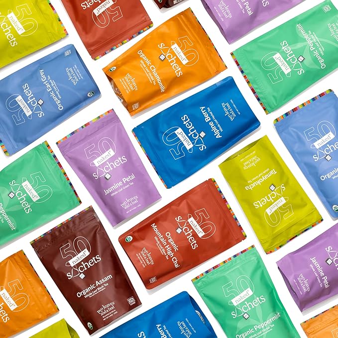 Two Leaves and a Bud Tamayokucha - 50 Naked Tea Sachets, Whole Leaf Green Tea in Eco-Friendly Unwrapped Compostable Sachets, Resealable Bag, 50 Count (Pack of 1)