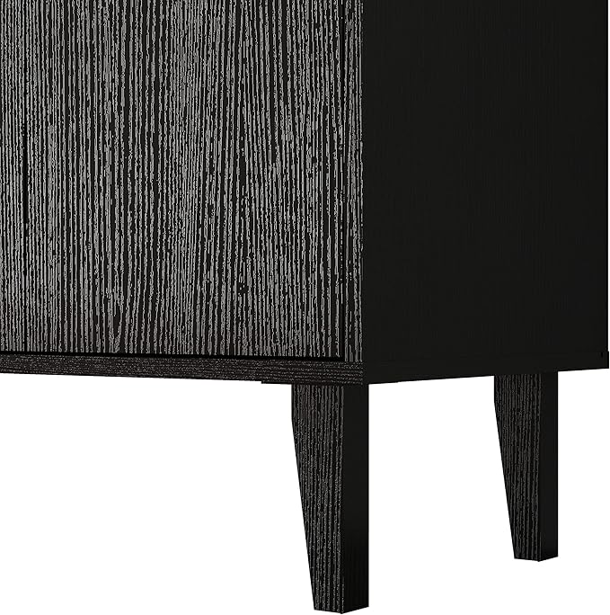 Panana Sideboard Buffet Cabinet Kitchen Storage Cabinet Living Room 4 Doors Console Table (Black)