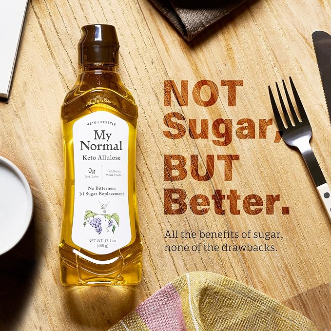 My Normal Keto Allulose 17.1 fl oz + Keto Allulose 16 oz w/Allulose, Monk Fruit and Stevia Blend | Zero Calorie Sweetener, 1:1 Sugar Substitute, Gluten Free, No Erythritol & Glycemic Impact, Zero Cal