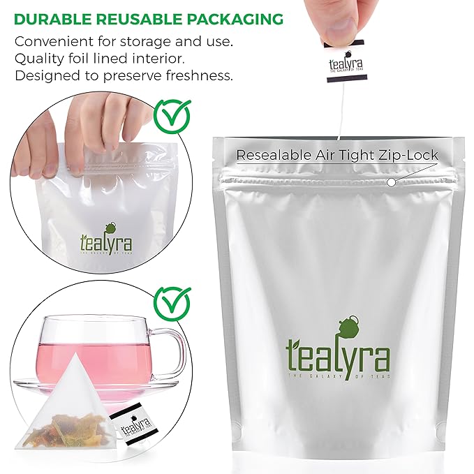 Tealyra - Orange Lemonade - 25 Bags - Hibiscus - Eucalyptus - Lemongrass - Herbal Fruity Loose Leaf Tea - Vitamins Rich - Boost Immune System - Caffeine-Free - Pyramids Style Sachets