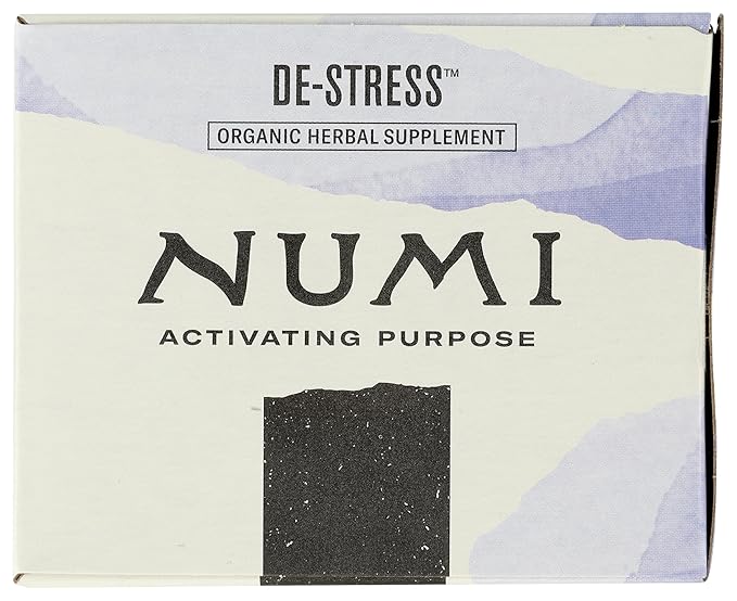 Numi Organic De-Stress Tea Bags, 16 Tea Bags, Passionflower, Lemon Balm, and Kanna, Caffeine Free